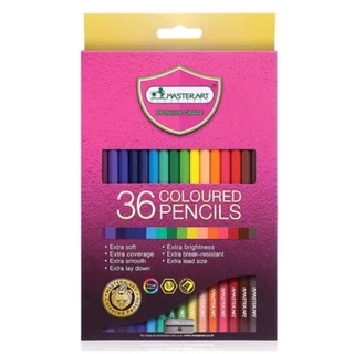 [รุ่นใหม่ สีสด ถูกสุด] MASTER ART ดินสอสี สีไม้ มาสเตอร์อาร์ต แบบ 1 หัว และ 2 หัว ฟรี! กบเหลาดินสอ (12,24,36สี