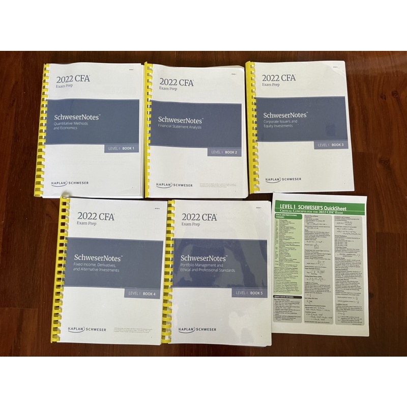 2022 CFA level1 SchweserNotes 5เล่ม + quicksheet