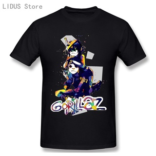 เสื้อยืดคอกลมGorillaz เสื้อยืดลําลอง ผ้าฝ้าย 100% พิมพ์ลายการ์ตูน Art 4 แฟชั่น สําหรับผู้ชาย LHZYS-5XL