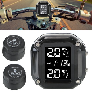 With 2 External Sensors Tyre Temperature Motor Tire Pressure Monitoring Alarm System Wireless Motorcycle TPMS LCD Display