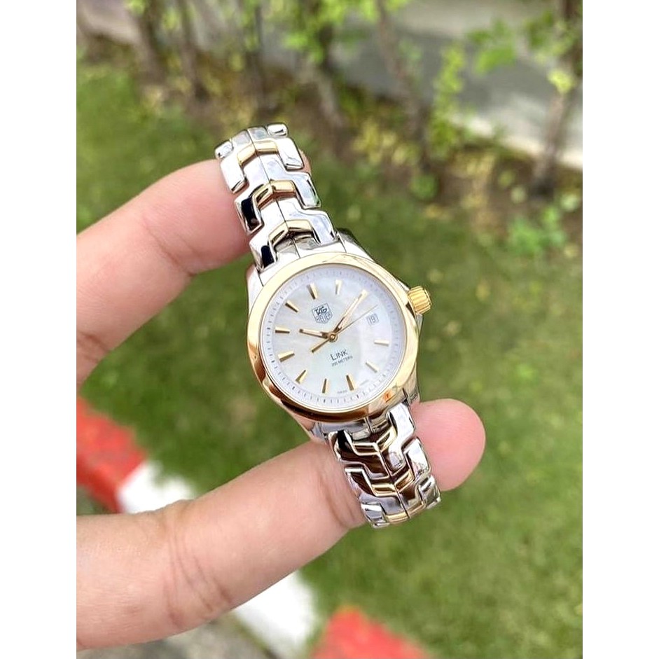 Tag heuer link white pearl lady size 18K