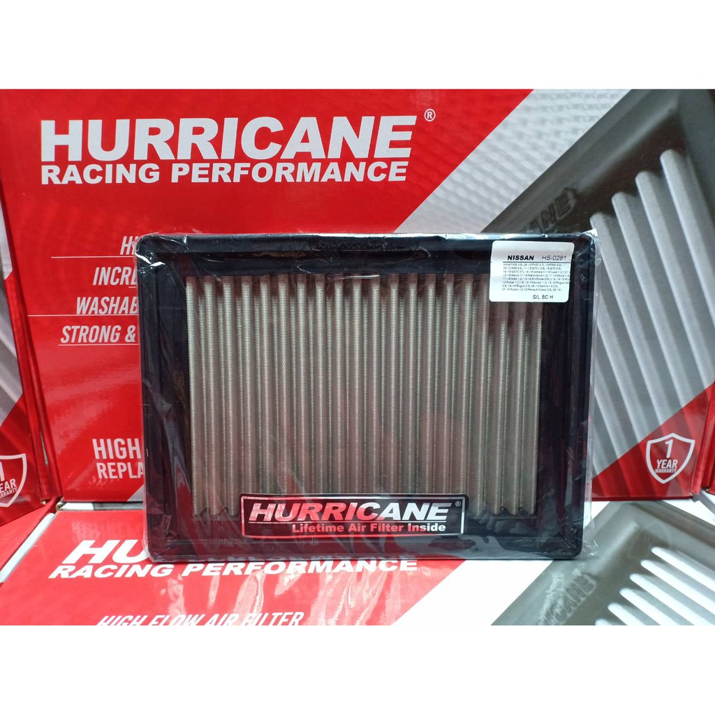 Hurricane กรองอากาศสแตนเลส Nissan MARCH, ALMERA, JUKE, PULSAR, NOTE, SYLPHY, NV, SUNNY B14, B15 ปี 1994-2018