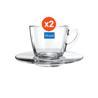 OCEAN แก้วกาแฟ KENYA CUP, 245 ML. & KENYA SAUCER, 6 " (Pack of 2)