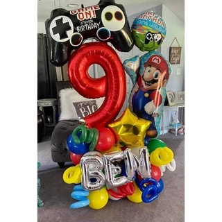 🇹🇭 800 301 ลูกโป่งฟอยล์ วันเกิด การ์ตูน มาริโอ้ เกมส์ / Foil Balloon Party Mario Game cartoon Gaming