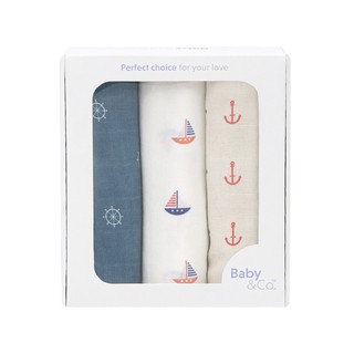 Baby & Co. Nursing Cloth ผ้าอ้อมมัสลินคอตตอนขนาด 30" บรรจุ 3 ชิ้น