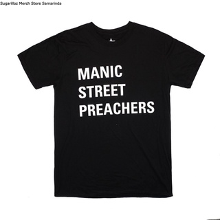 คอลูกเรือเสื้อยืดคอกลมเสื้อยืด พิมพ์ลายโลโก้ Band MANIC STREET PREACHERS BLOCK - Mผ้าฝ้ายแท้