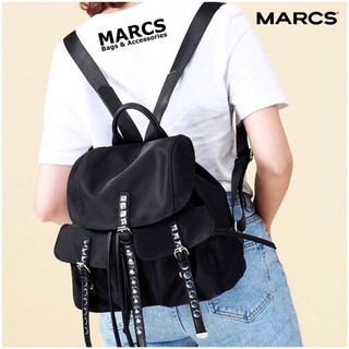 MARCS DRAWSTRING BACKPACK WITH STUDS กระเป๋าเป้ Unisex วัสดุ Nylon &amp; Polyester