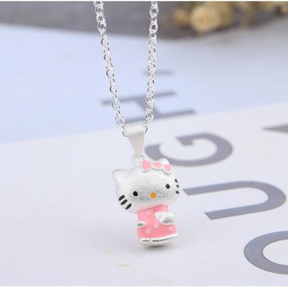 จี้สร้อยคอโซ่สั้นลาย Hello Kitty สีเงิน