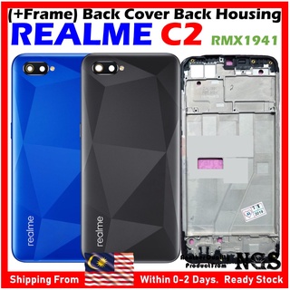 (+ กรอบ) ฝาครอบด้านหลัง แบบเต็มชุด สําหรับ REALME C2 RMX1941 พร้อมปุ่มเปิดปิดระดับเสียง และเลนส์กล้องกระจก