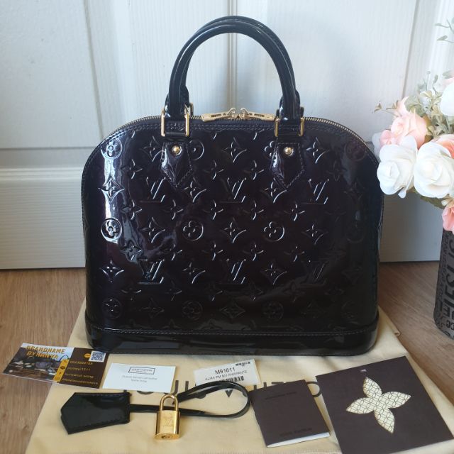 Like new ! Lv alma pm dc16หนังแก้ว สีamarunte แท้100%