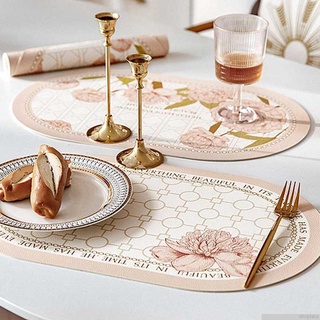 Placemats หนัง Pu สีชมพูกันน้ํากันลื่นสําหรับรองแก้วถ้วยไวน์บนโต๊ะอาหาร