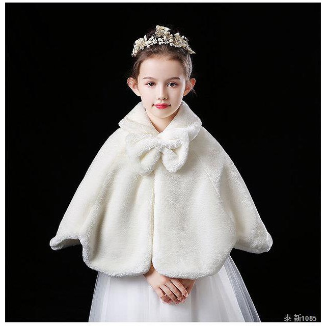 iiniim Girls Faux Fur Cloak Wedding Party Princess Bolero Shrug Jacket Cape Accessories 