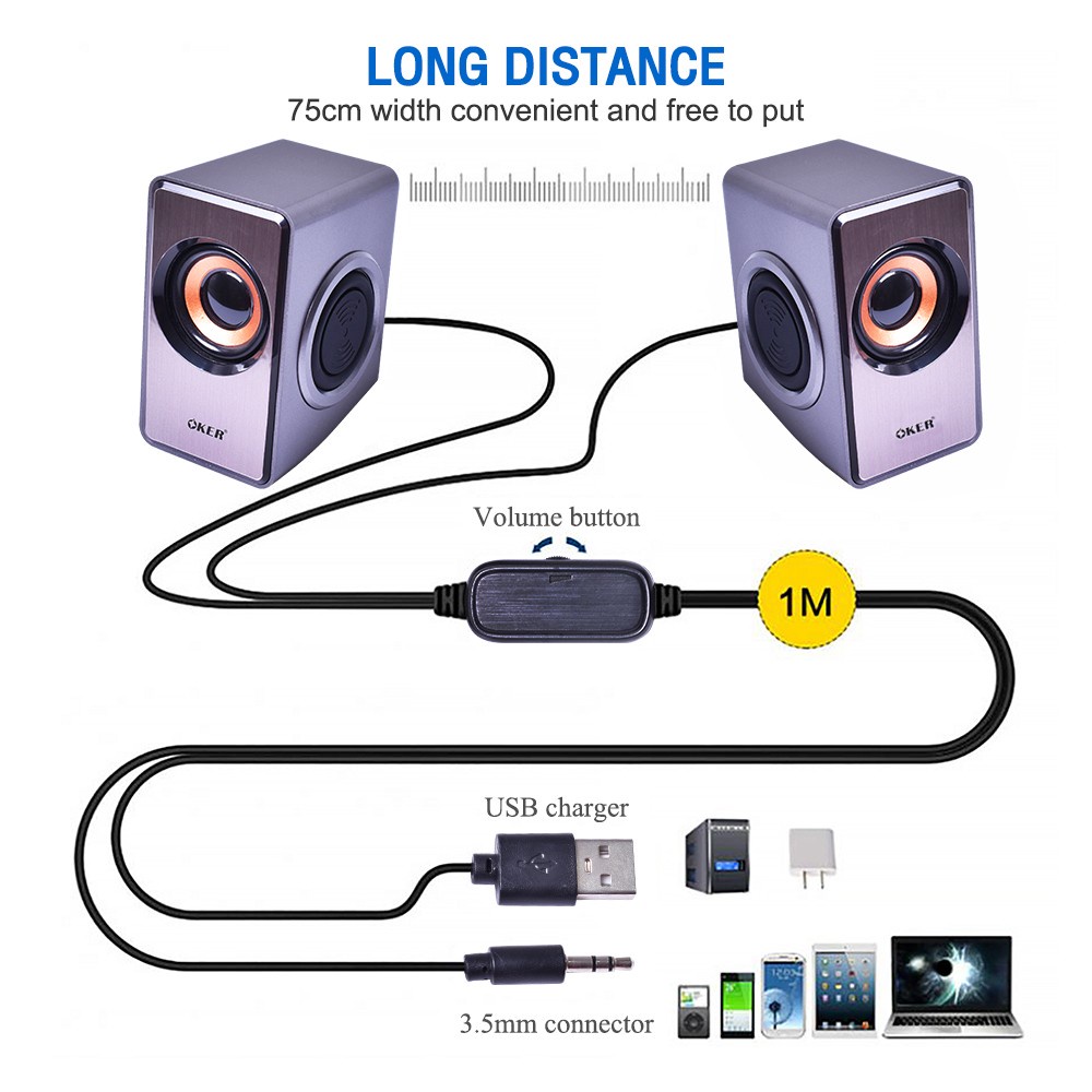 🚀ส่งเร็ว🚀 OKER SP-528 Desktop Speakers ลำโพง คอมพิวเตอร์ ทีวี มือถือ ผ่านช่อง 3.5มม #DM 528