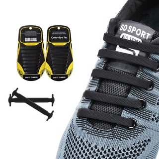 16 ชิ้นซิลิโคนยืดหยุ่นไม่มีเชือกผูกรองเท้าผูก