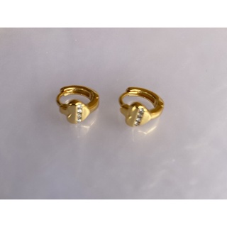 *เก็บโค้ดส่งฟรี* ต่างหูทอง  tiny hearts earring  hoop 18K gold  ห่วงกลมรูปหัวใจน้องจิ๋ว วัสดุคุณภาพทนทานไม่ลอก