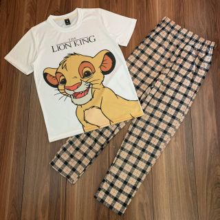 เซ็ทเสื้อลายLionking+กางเกงขายาวลายสกอต