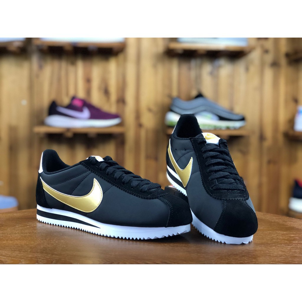 nike black gold cortez