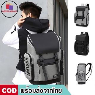 AMIKABAG(MK1774) กระเป๋าเป้ใบใหญ่ป้ายFASHIONมีช่องใส่ของเยอะ