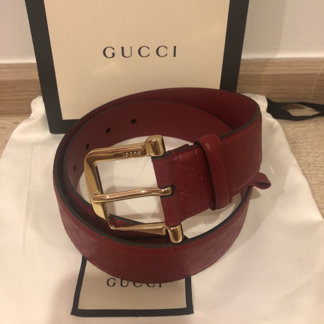 เข็มขัด GUCCI สีแดง แท้ 100%