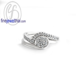 Finejewelthai-แหวน-แหวนเซ็ต-แหวนเพชร-แหวนเงินแท้-Set-Diamond-CZ-Silver-Ring-R1405_6CZ