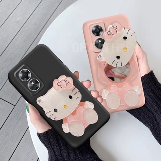 พร้อมส่ง เคสโทรศัพท์มือถือ แบบนิ่ม ลายการ์ตูนคิตตี้ มีกระจกแต่งหน้า สําหรับ OPPO A78 A98 A58 4G 5G A78 NFC A78Nfc A98