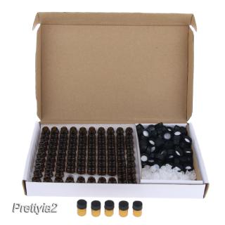 [PRETTYIA2] 100x Sample Essential Oil Amber Glass Bottle Orifice Reducer&amp;Screw cap 1-3ml