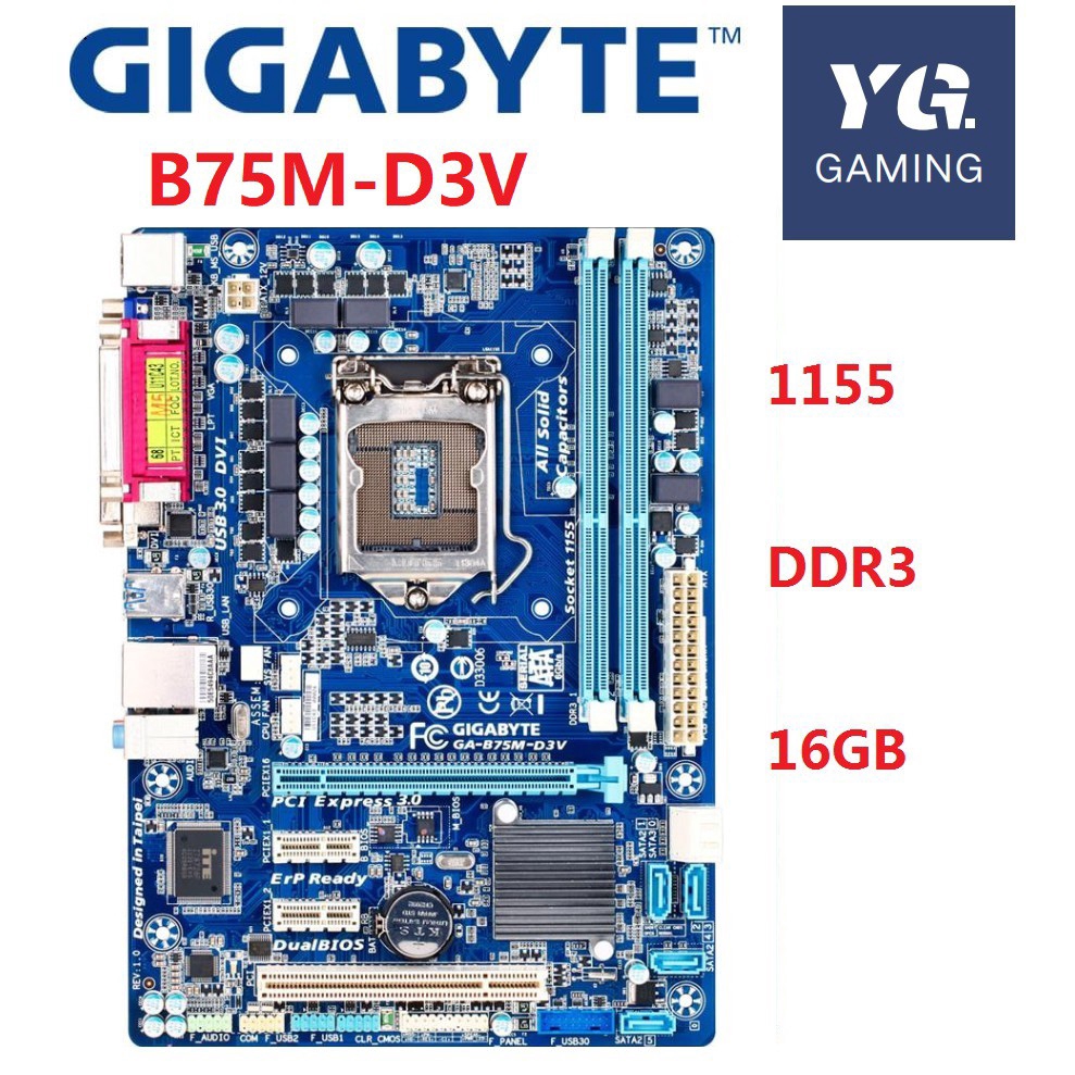 GIGABYTE GA-B75M-D3V Desktop Motherboard B75 Socket LGA 1155  DDR3 16G M-ATX Original Used Mainboard