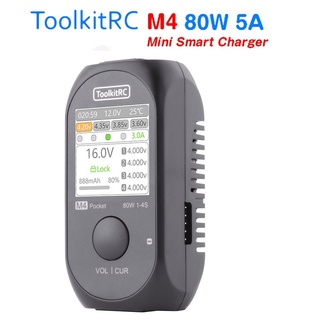 Toolkitrc M4 อุปกรณ์ชาร์จแบตเตอรี่ 80W 5A MINI SC100Type-C XT30 XT60 เอาท์พุตในตัว สําหรับแบตเตอรี่ 1-4S Lipo LiHv LiFe