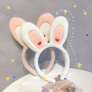 Korean cute rabbit headband female wild go out long rabbit ears headband simple wash face pressure hair plush headwear