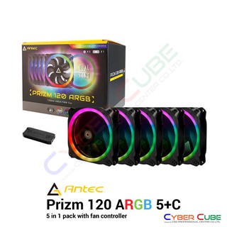 Antec PRIZM 120 ARGB 5+C (5 in 1 Pack with Fan Controller) / พัดลมเคส (CASE FAN)