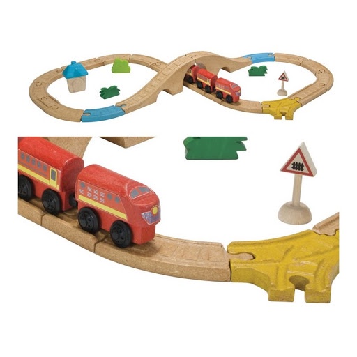 PlanToys ของเล่นไม้ แปลนทอยส์ ชุดรถไฟเลข 8 ของเล่นเสริมทักษะ FIGURE ...