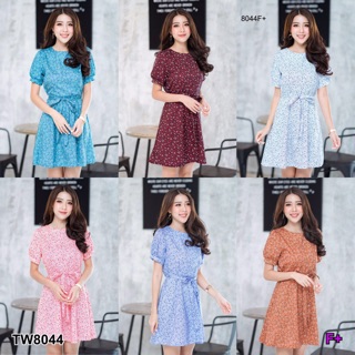 GN8044  Dress เดรสสั้นลายดอกเล็ก แขนบัว ซิปหลังยาว มีเชือกผูกเอว *รบกวนสอบถามก่อนสั่งซื้อจ้า*