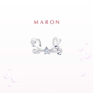 MARON - Feo Stars Hoop Cross Earcuff ชุบสี White Gold ต่างหูหนีบ พลอยเพทายสีขาว เงินแท้925