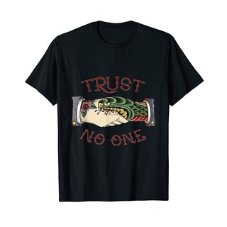เสื้อยืดผ้าฝ้ายพิมพ์ลายขายดี Trust No One - เสื้อยืดลําลอง แขนสั้น พิมพ์ลาย American Traditional Tattoo