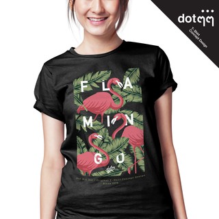 dotdotdot เสื้อยืดผู้หญิง ลาย Flamingo ( สีดำ )