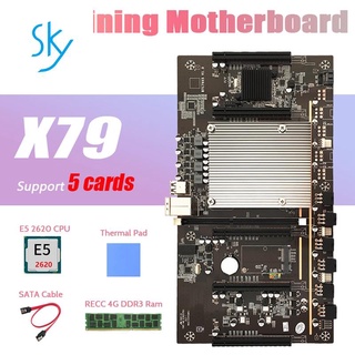X79 H61 BTC Mining Motoard+E5 2620 CPU+RECC 4G DDR3 RAM+SATA Cable+Thermal Pad Support 3060 3080 Graphics Card