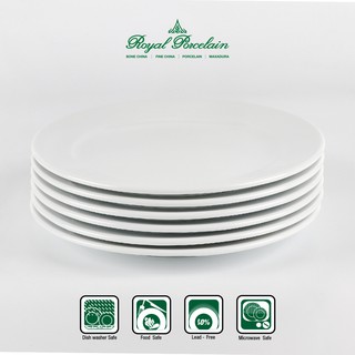 Royal Porcelain จานกลม 21 ซม. P0922x6 เนื้อพอร์ชเลน สีขาว แพ…