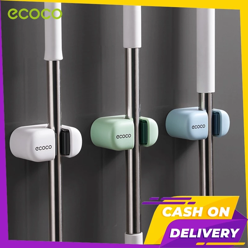 [พร้อมส่ง]Ecoco ที่แขวนไม้ถูพื้น ที่แขวนไม้กวาด ติดผนัง รุ่นไม่ต้องเจาะ ที่แขวนไม้ถูพื้น ที่หนีบไม้กวาด รับน้ำหนักเยอ