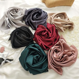 CICI Pure Color Square Silk Scarf ผ้าผูกผม ผ้าพันคอซาติน ผ้าพันคอผ้าไหมขนาดเล็กสไตล์เกาหลี ผ้าพันกระเป๋า