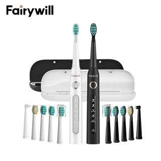 Fairywill 507 แปรงสีฟันไฟฟ้า 2pcs ใบรับรอง ADA ของอเมริกา 5 โหมด