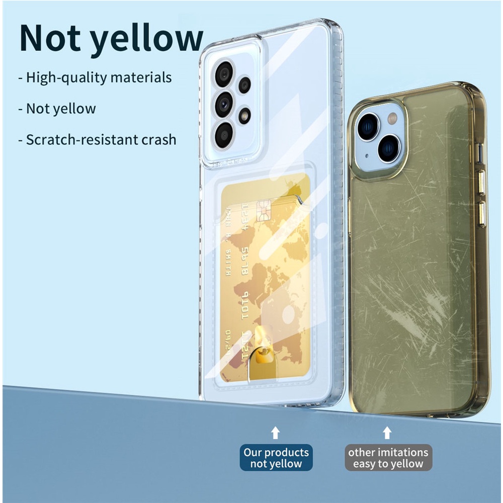 Transparent Card Wallet Back Soft Case For Samsung Galaxy A53 5G A33 A73 A13 A23 4G A52 S A12 A32 Camer Shockproof Cover Fundas