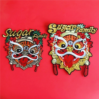 ✿ Chinese Style：Dancing Lion Iron-on Patch ✿ 1Pc Lion Dance Diy Embroidery Patch Iron on Sew on Badges Patches