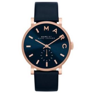 MARC BY MARC JACOBS MBM1329 - สีโรสโกลด์ Baker Navy Dial Navy Leather Ladies Watch