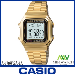 นาฬิกาผู้ชาย Casio รุ่น A-178WGA-1A สีทอง A-178WA-1A สีเงิน  ประกันศูนย์ CASIO 1 ปี