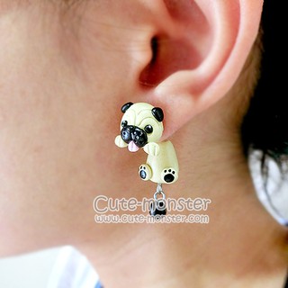 ((พร้อมส่ง)) ต่างหู น้องหมา ปั๊ก Pug earrings