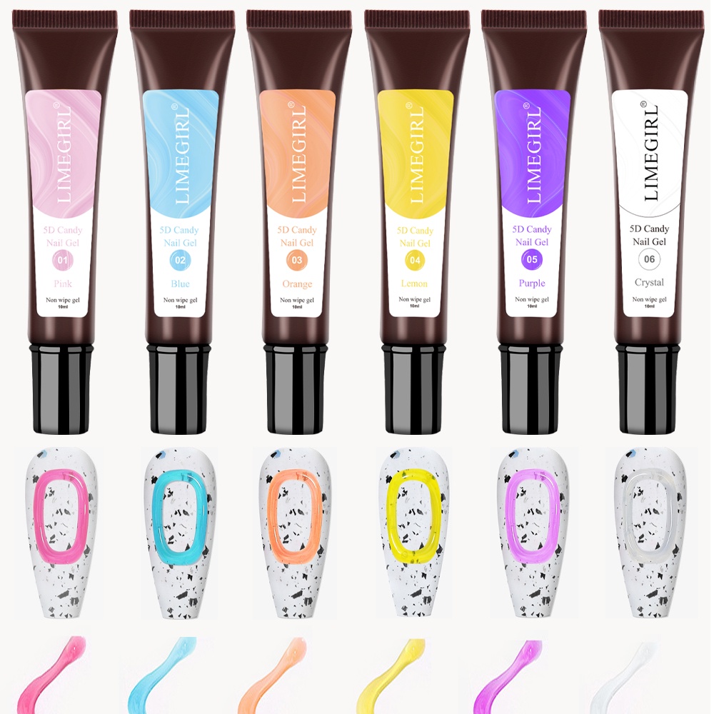 LIMEGIRL ลูกอมสีเจลสำหรับตกแต่งเล็บ/ลายนูน/วางเครื่องประดับเล็บ/เล็บ DIY UV Gel