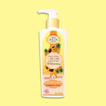 MEIN มีอิน BB Whitening Body lotion บีบีทาผิวกาย สูตรมะละกอ&สัปปะรด วิตามินซี+ 250ml.(สีเหลือง)