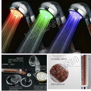 ‼️พร้อมส่ง‼️ฝักบัวเกาหลี เม็ดหินเต็มกระบอก ♥️สปาน้ำแร่ ไอออน  มีไฟ LED 7สีไม่ต้องใส่ถ่านใช้แรงดันน้ำ