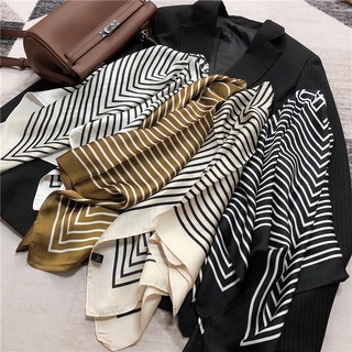 CICI Multifunctional Satin Scarves Stripe ผ้าพันคอผ้าไหมขนาดเล็กสไตล์เกาหลี ผ้าพันคอผ้าไหม สไตล์วินเทจ
