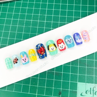 เล็บ BTS Kpop เล็บปลอมงานเจลแท้ 100% (แถมกาว+ตะไบฟรีทุกชุด)